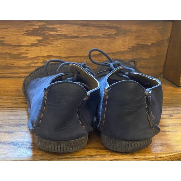 Clarks Janey Mae Womens Navy Leather Oxford Flats Shoes 9 Gum Sole - Picture 4 of 8